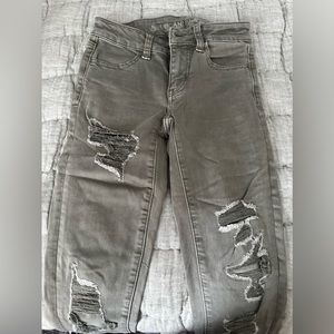 American eagle jeans, next level stretchy, distressed jeans size 00